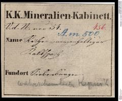 Etiketten zu Calcit (NHMW-MIN-Am500)